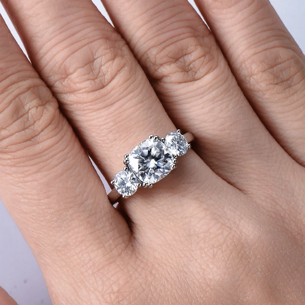 

MUXIFC 3.5cttw Full Moissanite Ring for Women 3-Stones Lab Diamond D VVS1 GRA Certified Engagement Wedding Band 925 Silver Gift