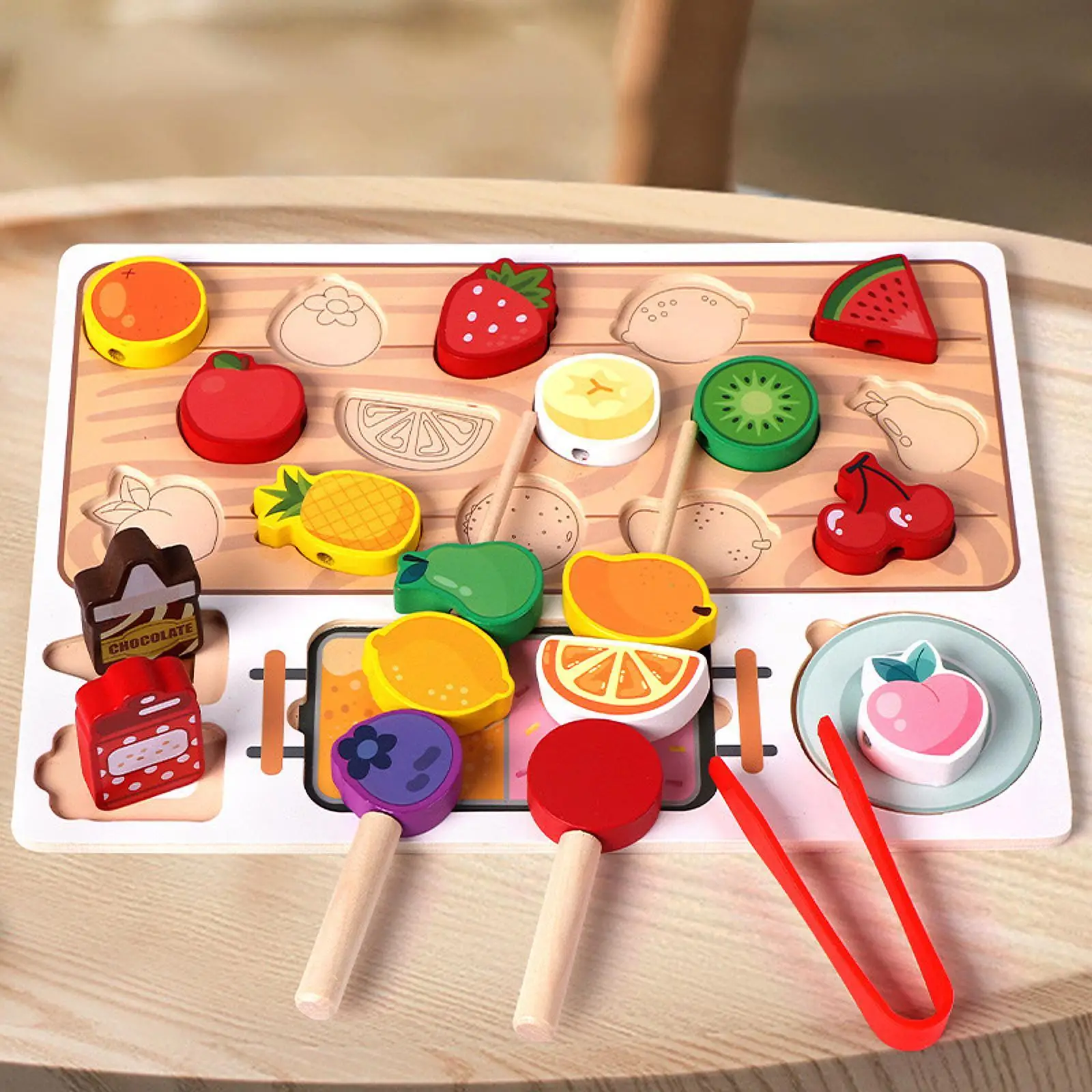 Fruit Matching Game Learning Toy Educational Tool Cognitive Abilities Wooden Fruit Toy for Children Boys Girls Age 3,4,5,6 Gifts