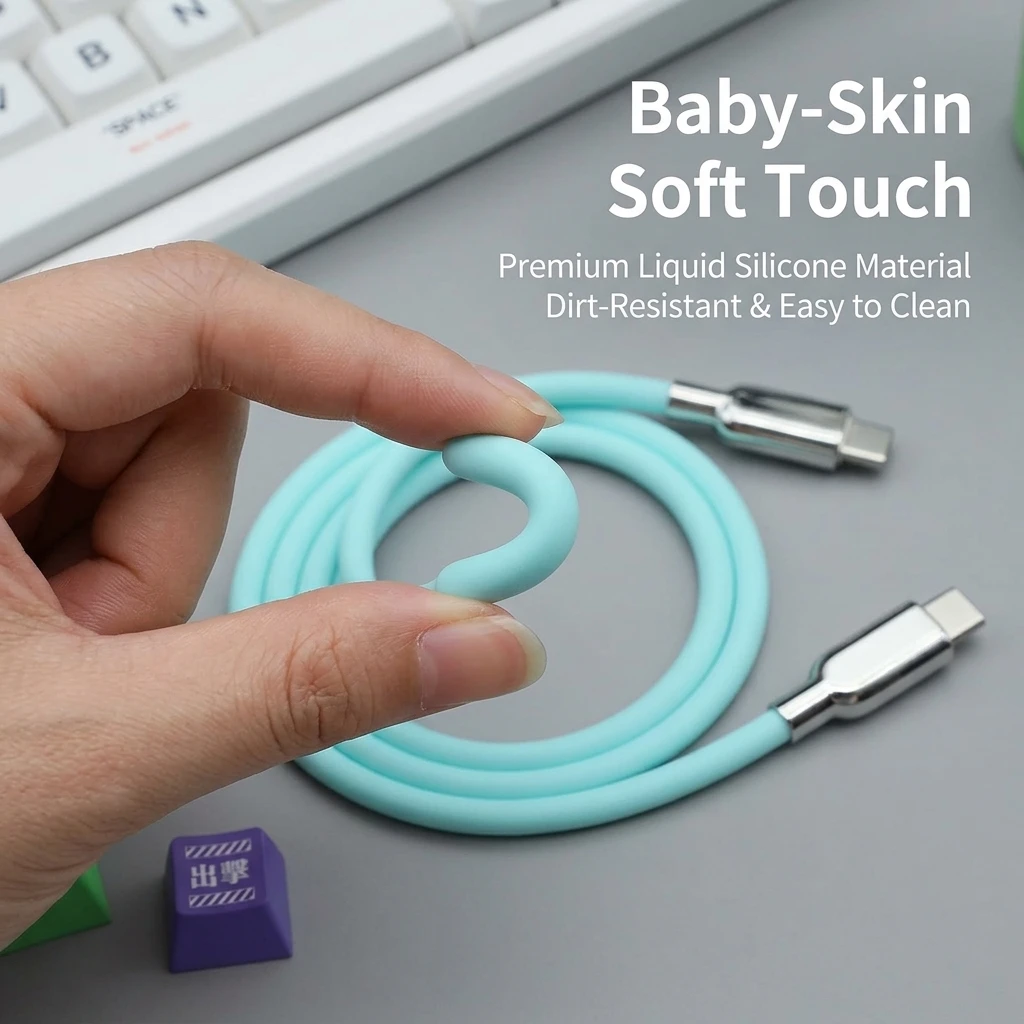 240W PD Type C to Type C Cable Super Soft Liquid Silicone USB C Fast Charger Cord For iPhone 17 16 15 Pro Max MacBook Samsung