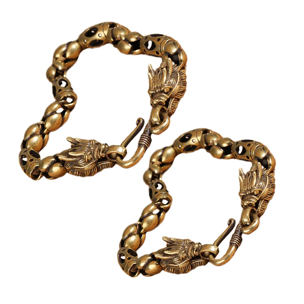 

2Pcs Dragon Head Vintage Bracelet Brass Bangle Bronze Dragon Jewelry Strength Power Zodiac Charm 2024 Viking Bracelet