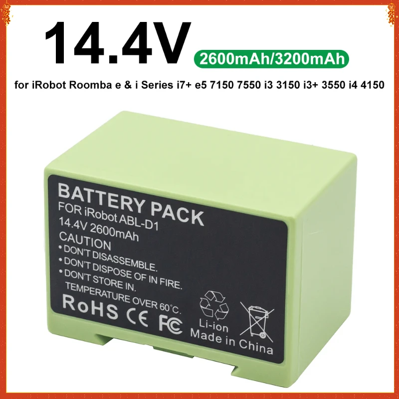 

New 14.4V 2600mAh/3200MAH i7 Battery Replacement for iRobot Roomba e & i Series i7+ e5 7150 7550 i3 3150 i3+ 3550 i4 4150 Part