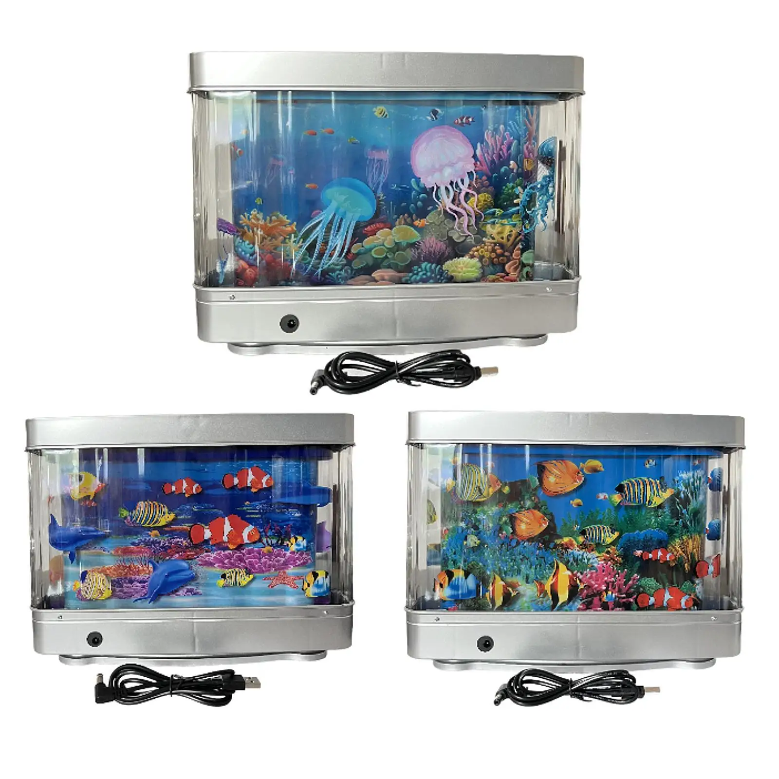 Fake Aquarium LED Night Light Tabletop Ornament Imitating Sea Landscape