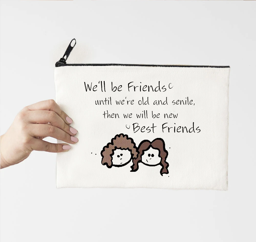 

Best Friends Makeup Bag Alphabet Printed Canvas Storage Bag Cosmetic Bags for Bride Proposal Gift Fashion Letter