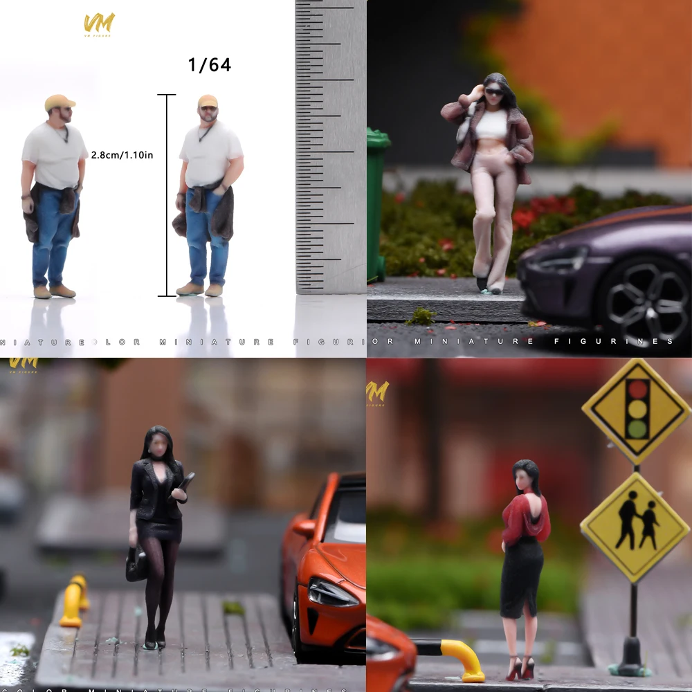 Miniatur-Figuren im Maßstab 1/64 1/43 1/24 1/18 Modische Schönheitsmädchen und -jungen 3D-Druck Puppen-Modelle Straßenszenen-Requisiten