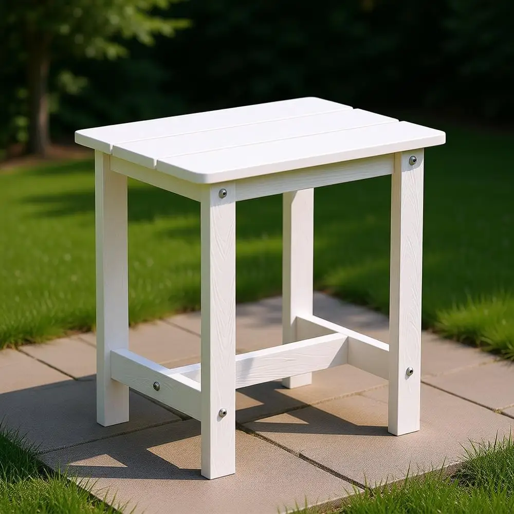 

Устойчивый к погодным условиям белый приставной столик для патио, веранды или террасы, простой в уходе
