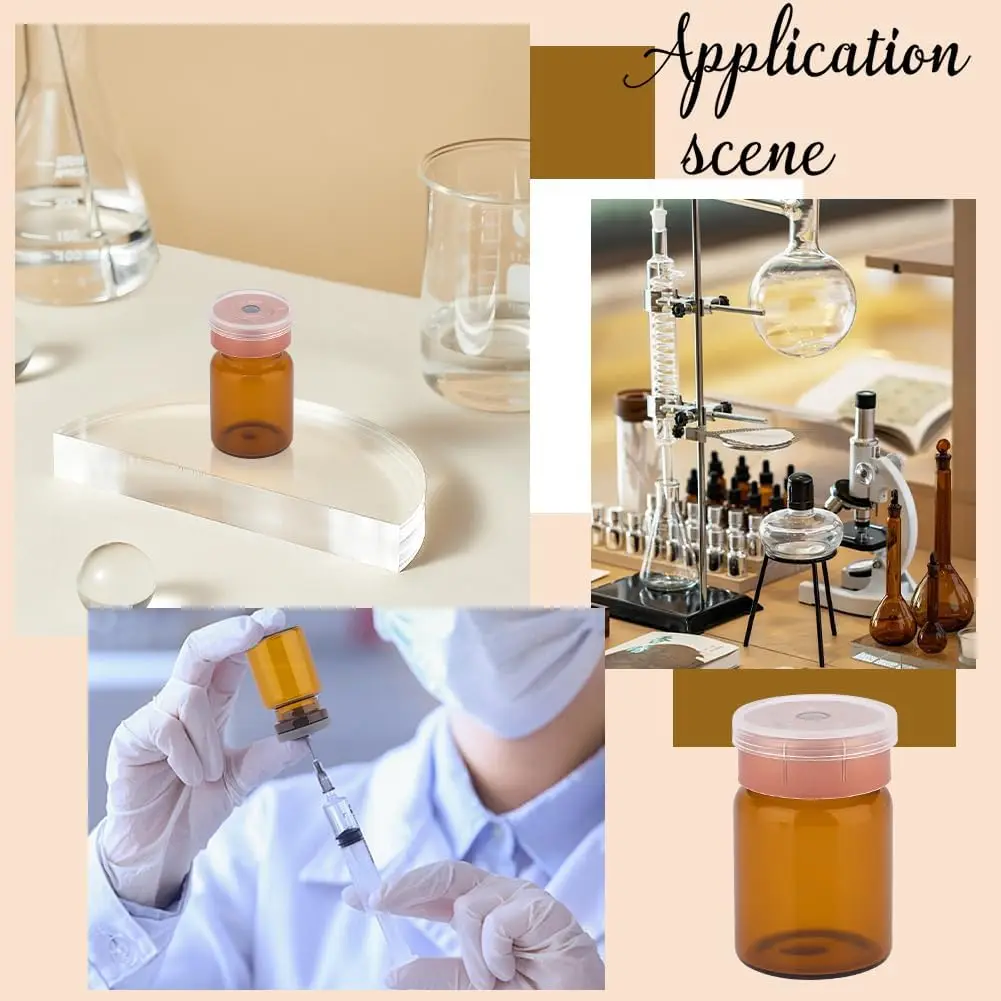 50 Stück 3ml/5ml/7ml/10ml/15ml/20ml/30ml Glasfläschchen mit Gummistopfen, luftdichter Behälter für Flüssigkeiten, Aufbewahrungsbox für Laborzwecke – Detail 6