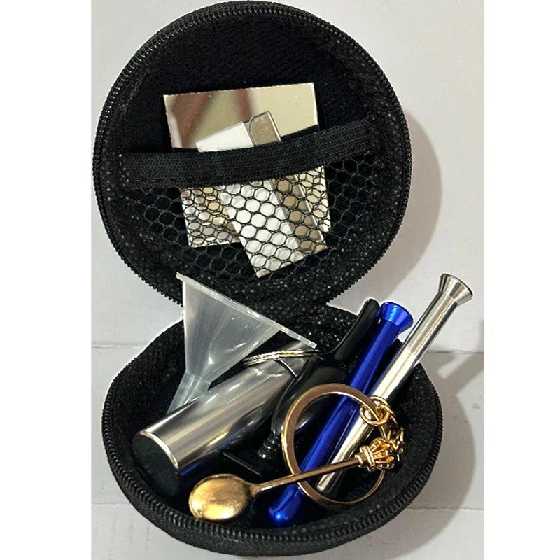 1 kit /kit para fumar/para fumar tabacaria set with pipa，Storage Tank，Medicine Spoon with Key Chain，Zipper Bag，Funnel （9pcs ） ra