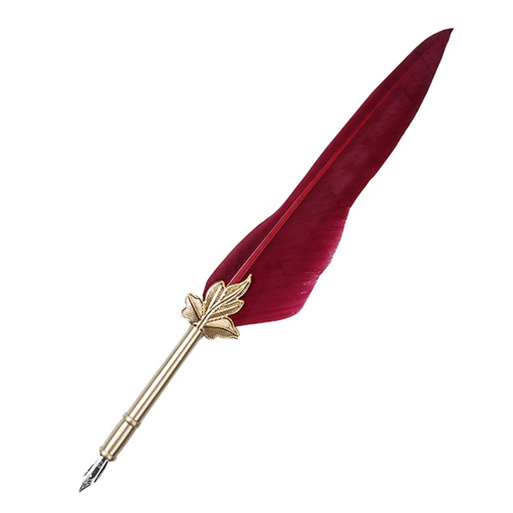 خمر ريشة تراجع الحبر مجموعة حامل القلم النحاس مع 5 المناقير ريشة القلم الحبر مجموعة استبدال المقالات الزخرفية للرجال النساء الهدايا #4