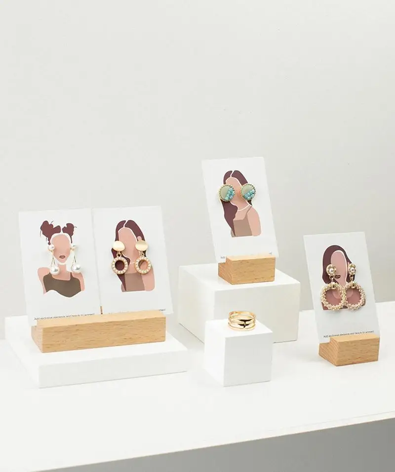 Jewellery Making Supplies Earring Organizer Ring Display Stand Jewelry Wood Earring Hoder Jewellery Packaging Case Exhibitors