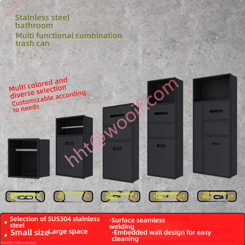 Нишевая встраиваемая полка из нержавеющей стали с мусорным баком, металлический настенный шкаф для туалета и ванной комнаты