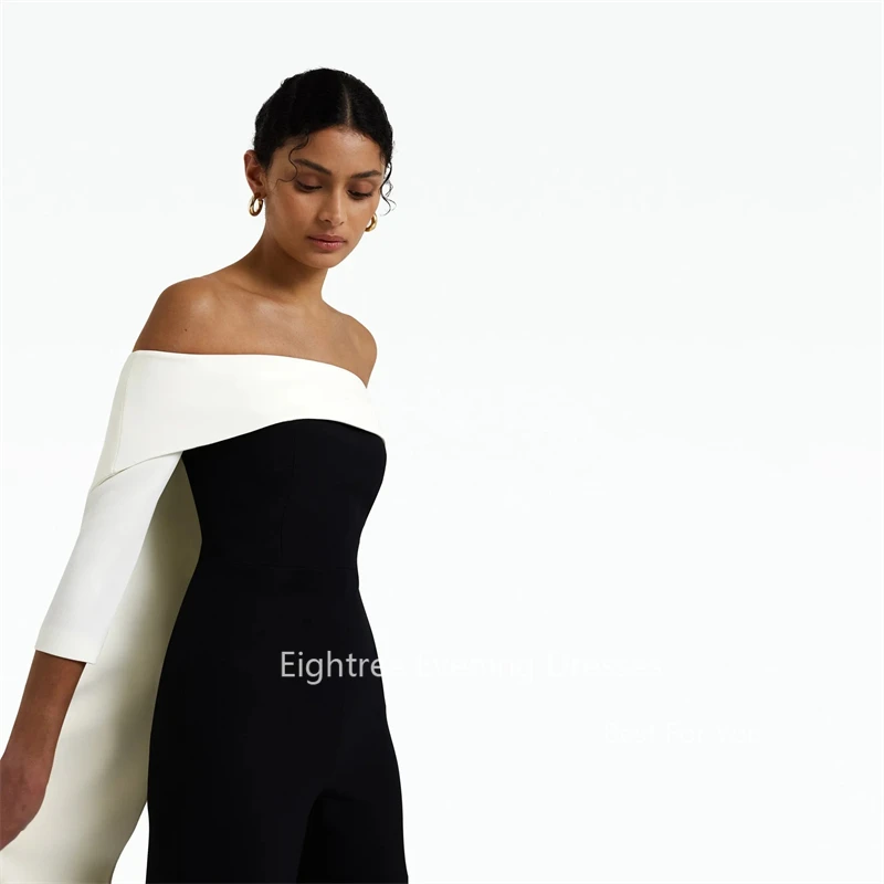 Eightree-vestido de fiesta con hombros descubiertos para mujer, vestido de noche de satén, vestidos formales árabes con vaina, pantalones modernos negros/blancos