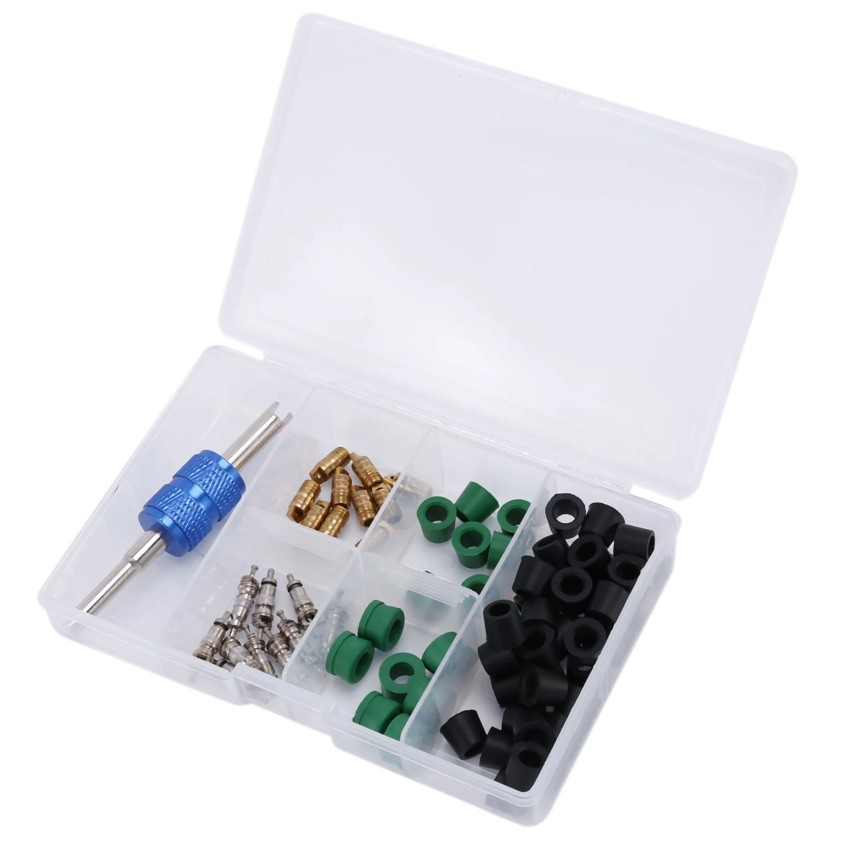 L96A 71Pcs A/C Air Conditioning Valve Core R12 R134A Refrigeration Valve Core R12 / R134A AC Master Valve Core Repair Kit
