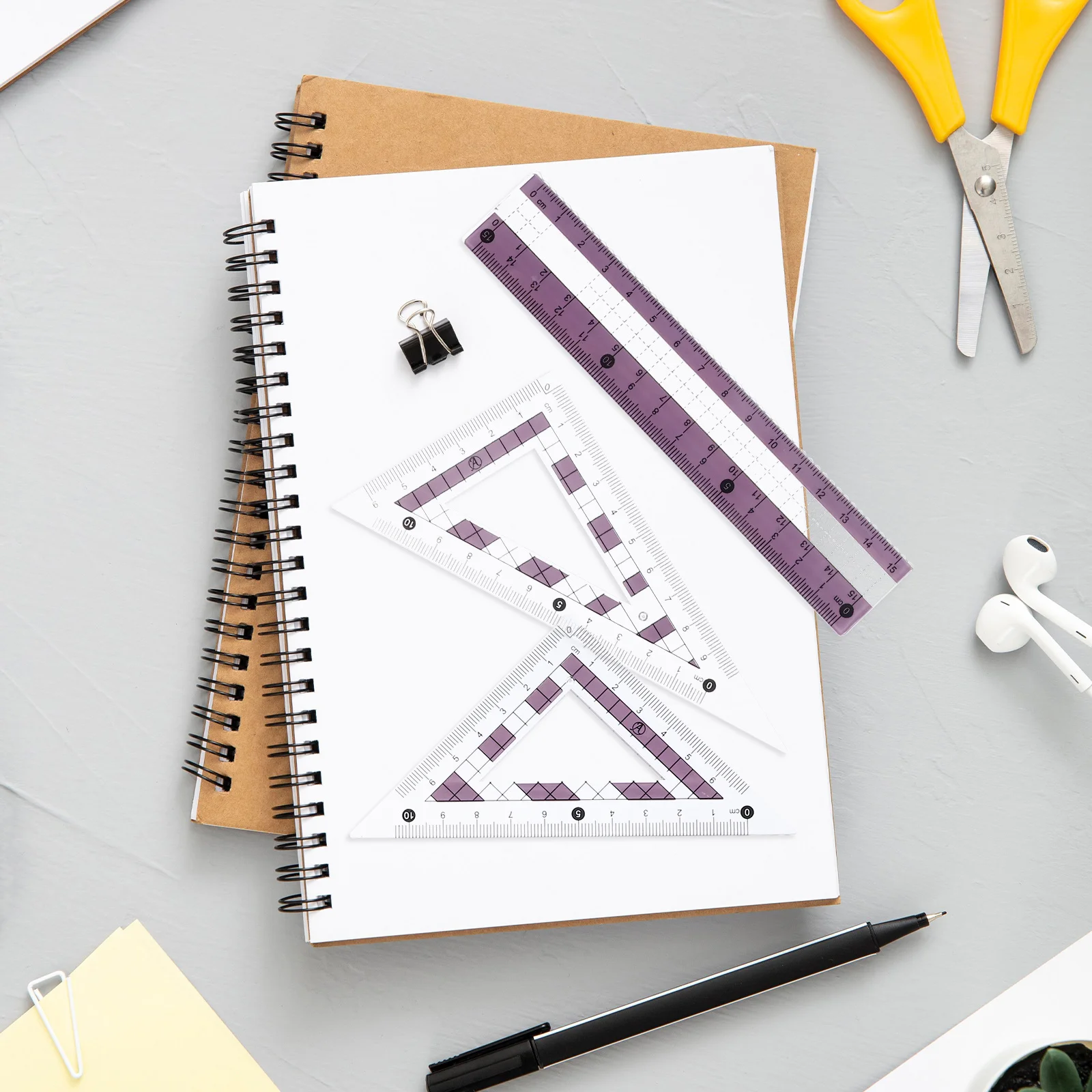 

1Set Ruler Set Lightweight Portable Multi-Functional Measurement Tool for Artists Students Engineers Drawing Stationery