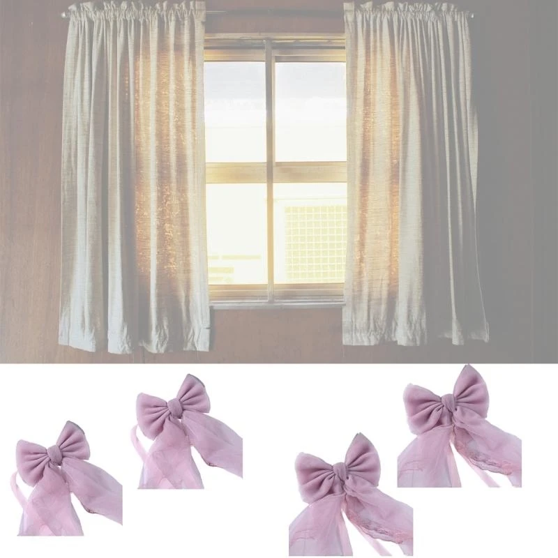 

2pcs кружевные луки занавес удержание цвета