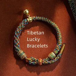 Hand Woven Size Adjust Tibetan Six Words Lucky Rope Bracelets Black Red  God of Wealth Bracelet Bangles Gift For Friends Lovers