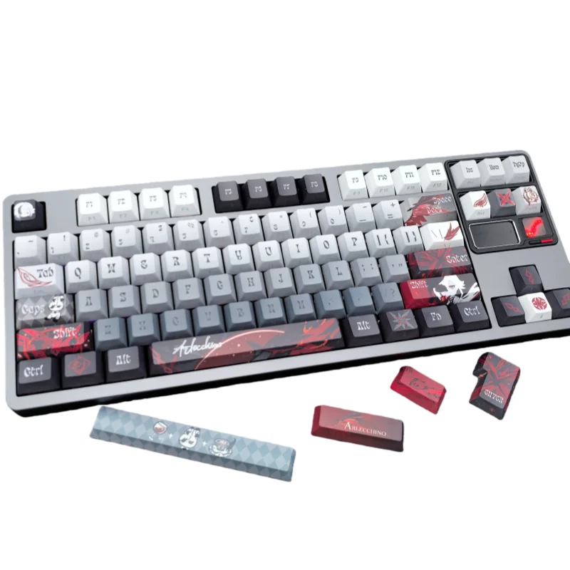 Arlecchino Keycap Game Genshin Impact The Knave PBT Sublimation Cherry Profile Transparent Mechanical Keyboard Cap Cosplay Gifts