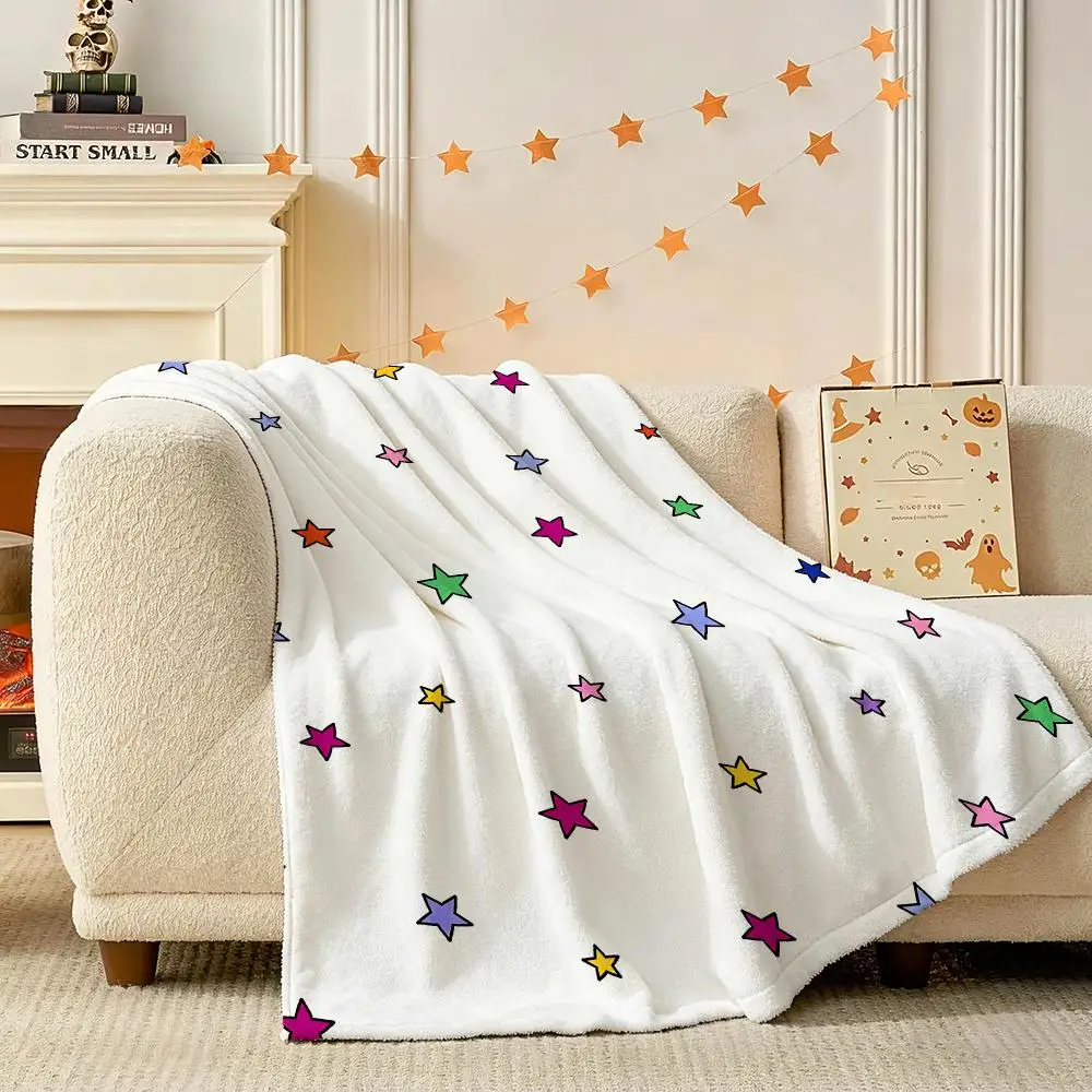 Tiny Kid Motif Set Throw 240g Flannel Blanket Lightweight Soft Skin-friendly Summer Thin Throw Blanket