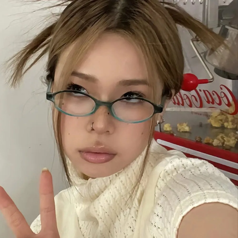 

Vintage Y2K Anti Blue-ray Glasses Ins Retro Oval Glasses Transparent Leopard Print Small Frame Eyewear Student
