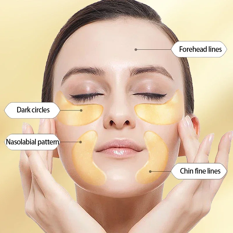 5 пар золотых масок для глаз, патчи с кристаллами, коллагеном, против старения, удаления отечности, темных кругов, увлажняющие подушечки для глаз для сна, гель для ухода за кожей