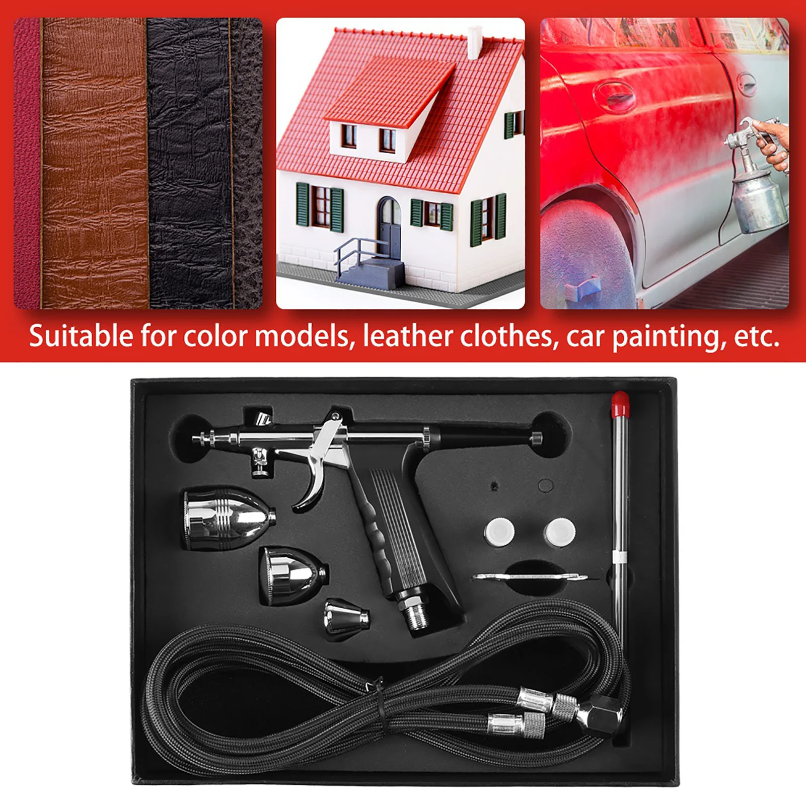 Airbrush Set Spray Gun Kit Gravity Spray Gun Airbrush 0.3mm 0.5mm 0.8mm Nossles Cups Set Kit