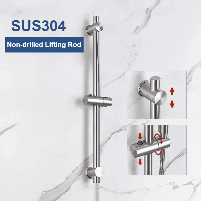 

Non-drilled Lifting Rod Shower Accessory Shower Head Bracket Bathroom Rain Shower Head Base Adjustable Fixed Rod
