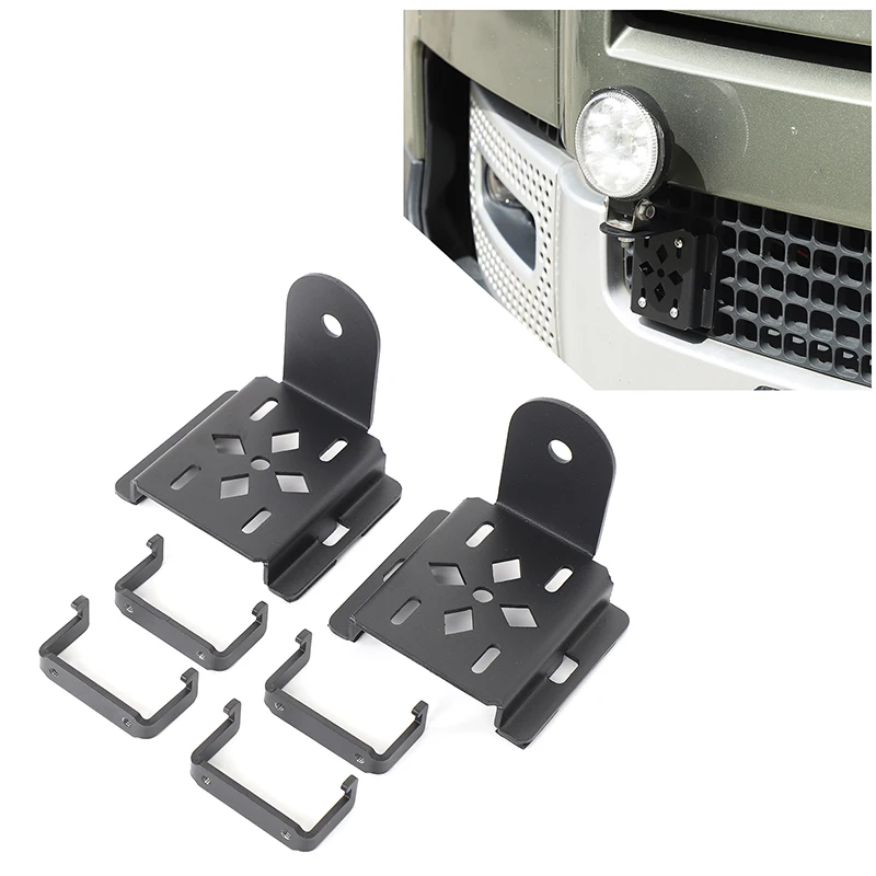 

Carbon Steel Black For Land Rover Defender 90 110 130 2020+ Car Front Air Intake Grille Searchlight Stand Exterior Accessories