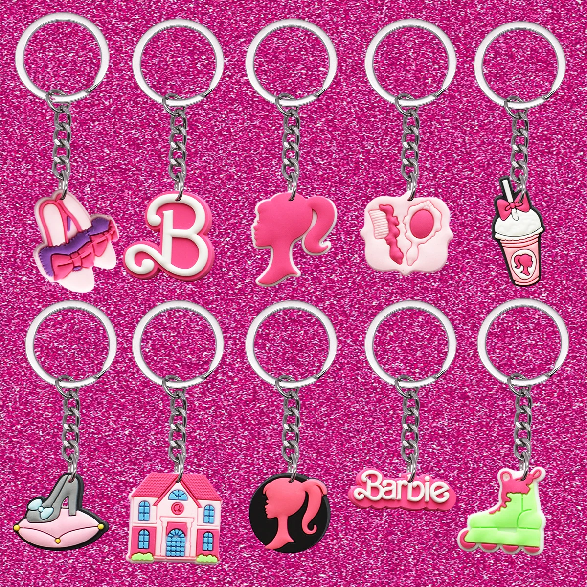 

10Pcs Barbie Key Buckle Kawaii Bags Pendants Stylish Decoration Fashion Trendy Ornaments Lovely Kids Girls Gift Cute Girlish