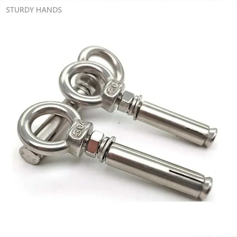 5pcs 304 Stainless Steel Expansion Ring Screw Belt Expansion Bolt Hammock Swing Hook Hardware Fastener Bolting Bolt M6M8M10M12