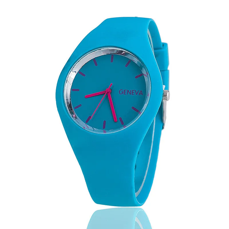 Reloj para hombre y mujer, Color crema, ultrafino, regalo de moda, correa de silicona, reloj de ocio, reloj de pulsera deportivo Geneva, relojes de gelatina para mujer