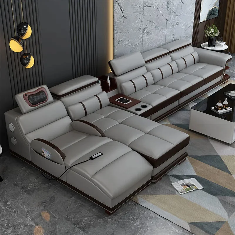 Sofás multifunción para apartamento, reclinables, De lujo, cómodos sofás De cuero, canapé eléctrico, salón De lujo, muebles para el hogar