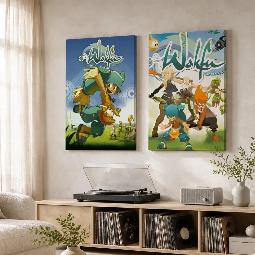 Pretty Video Game W-wakfu Framed Wall Painting Wood Canvas Poster For Living Room Bedroom Hallway Office Home Decor Gift