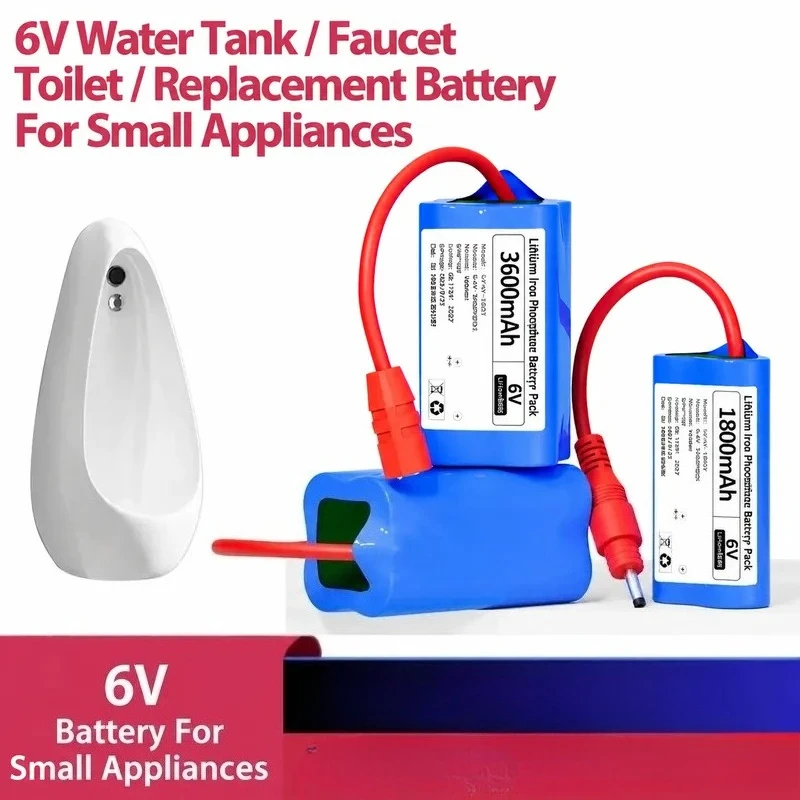 6V Lithium Replacement Battery for Sensor Faucet Urinal Toilet Induction Flush Device