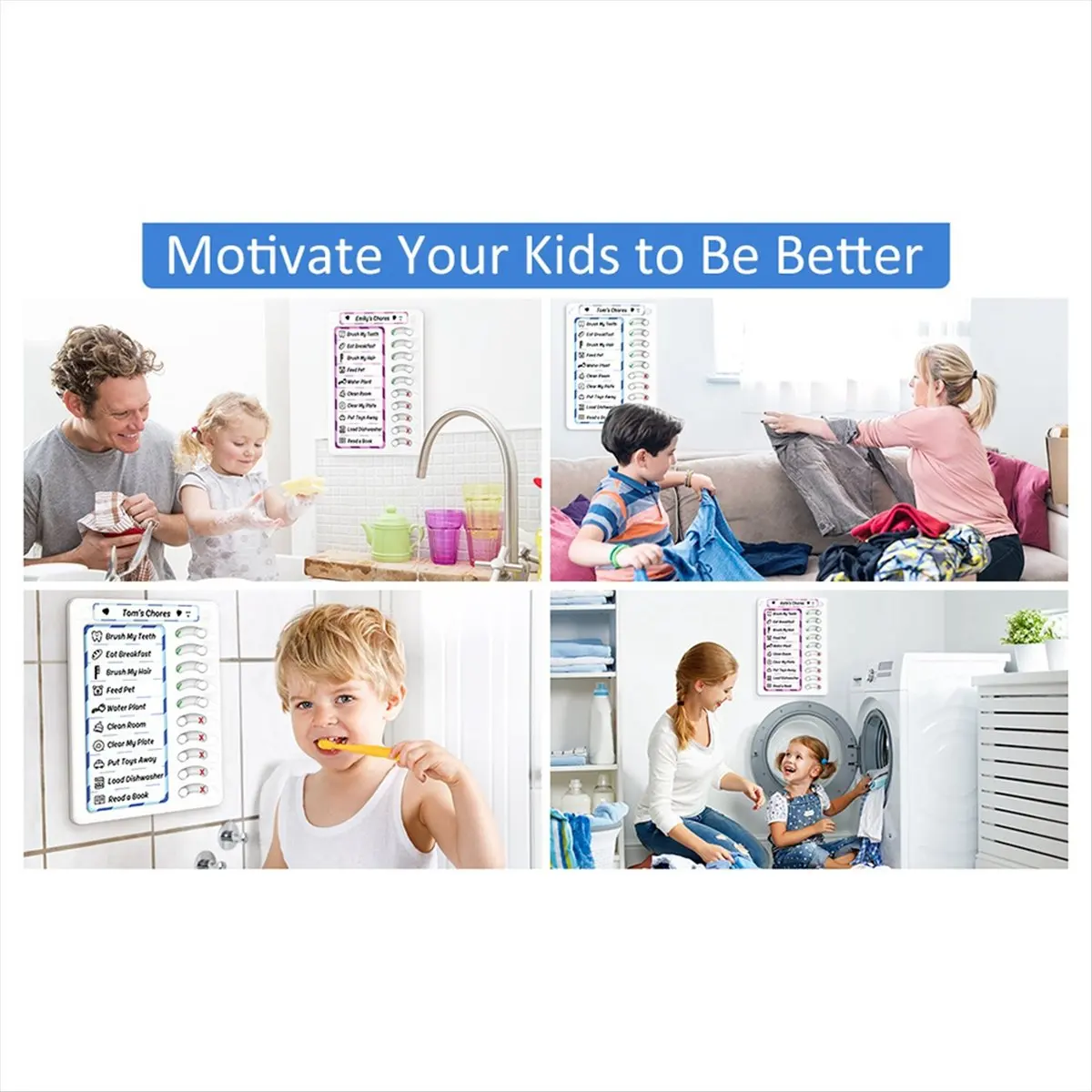 ABYA Erasable Household Watch Board Daily to Do List Planner Check for Kids Adults Multiple Items and Form Good Habit A