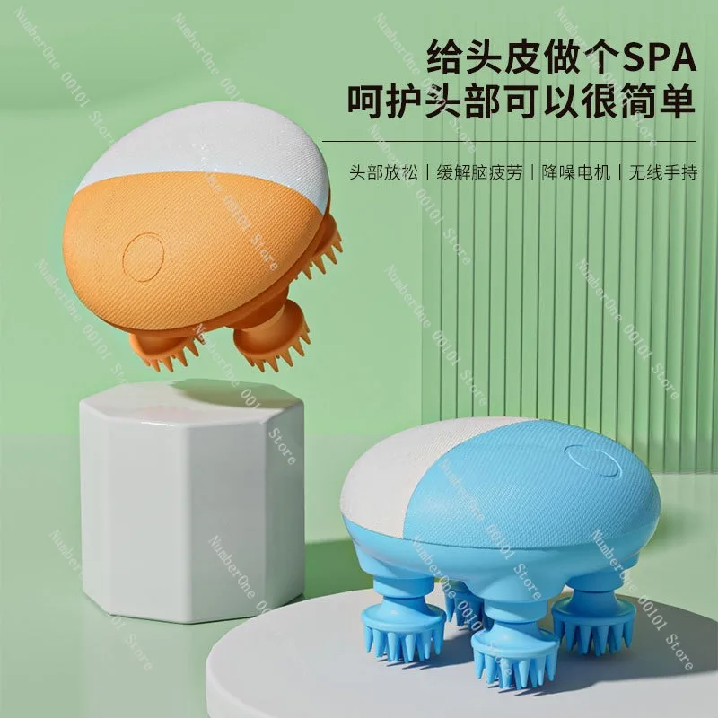 Portable Silicone Leather Electric Head Massager Mini Handheld Scalp Relaxation Device Multi Purpose Pet Scratcher Cat Massage