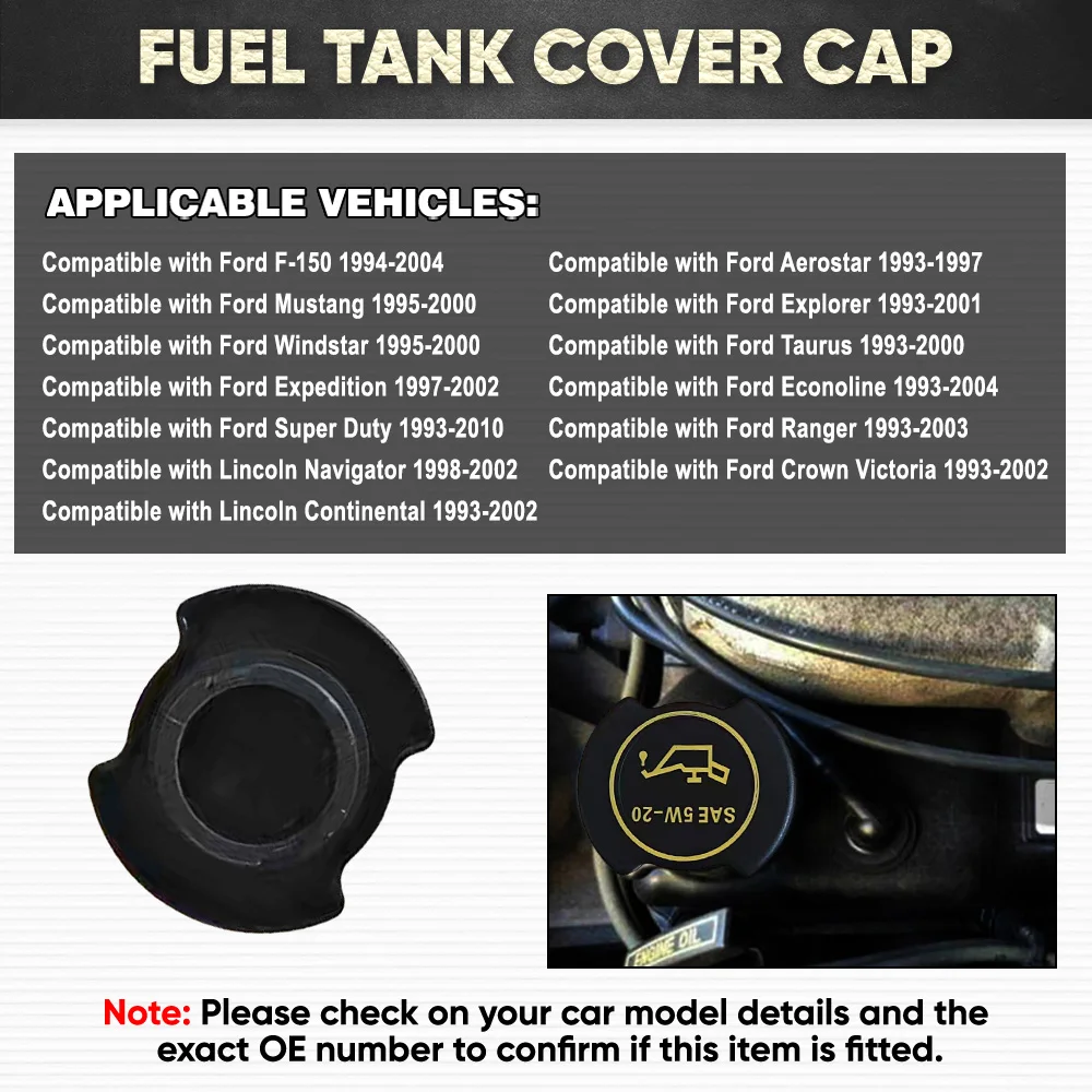 Car Engine Fuel Filler Cover Oil Tank Gas Cap for Ford Explorer Ranger Super Duty F-150 Mustang 1995 1996 1997-2000 F3AZ-6766-B view 3