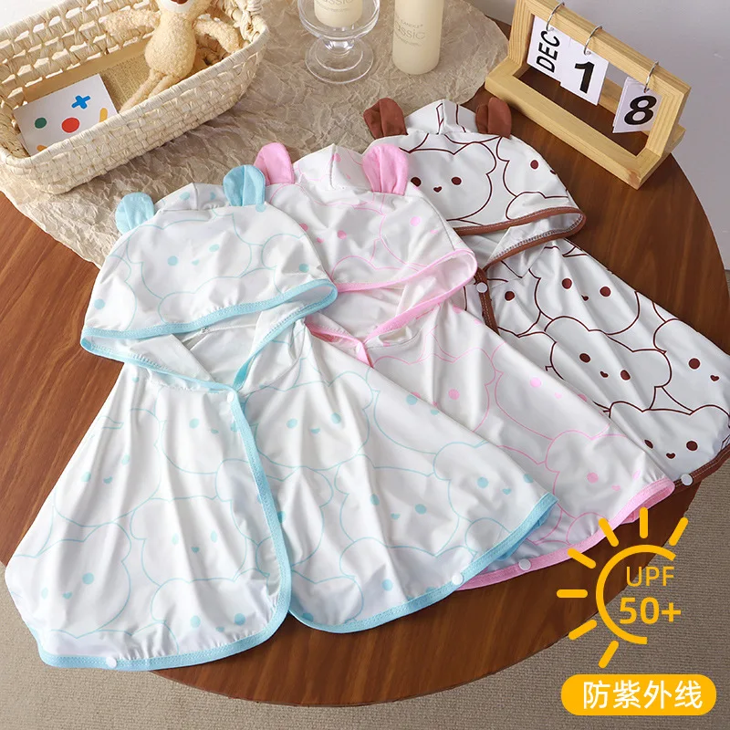 Children's Sunscreen Clothing Summer UV Protection Boys and Girls Ice Silk Thin Breathable Sunscreen Cloak Outdoor