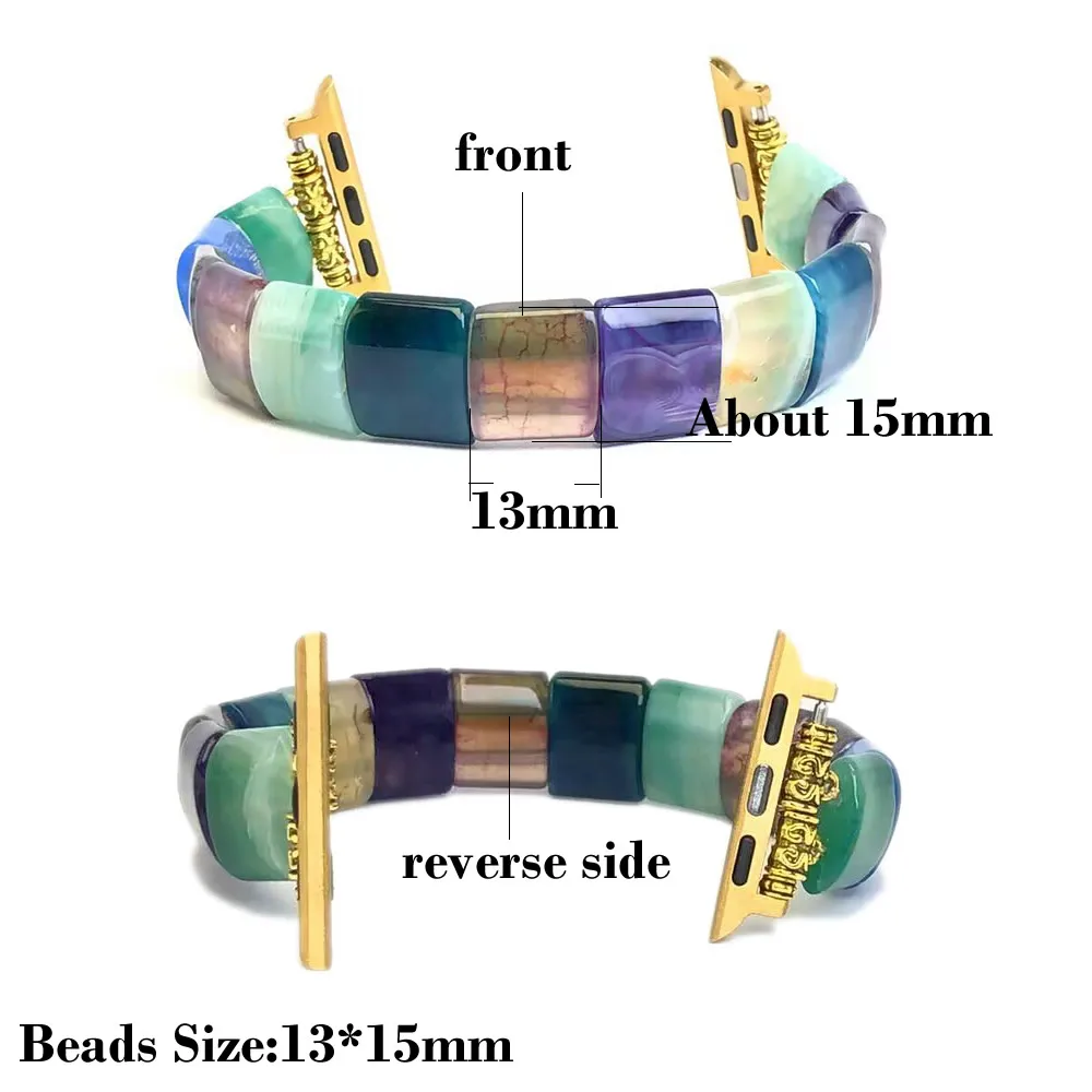 Beaded Natural Stone Watch Band Agate Smart Watch Strap Turquoise Gifts Bracelet Stretchy Accessories 38mm 40/41/42/44/45/46mm