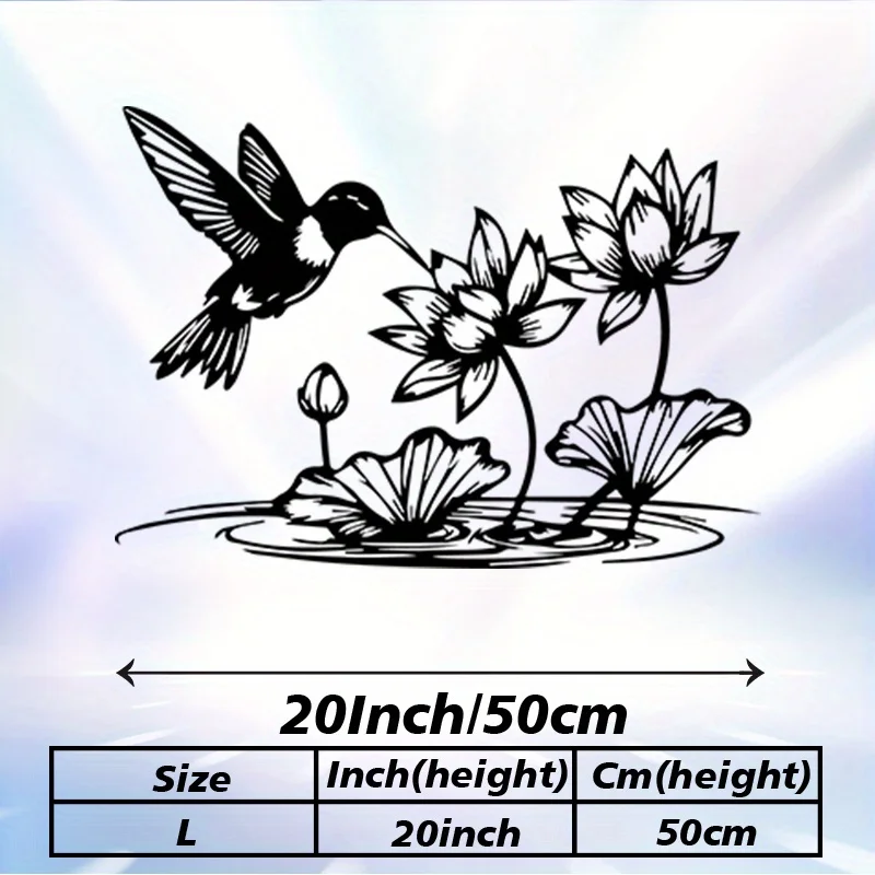 CIFBUY Wrought Iron Hummingbird Lotus Wall Art Decor, Serene Meditation Gift, Durable Metal Hanging Sculpture for Tranquil Livin