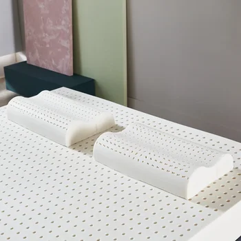 NCEL 편안한 수면 경험 천연 라텍스 곡선 경추 베개, 편안한 내부 커버, M