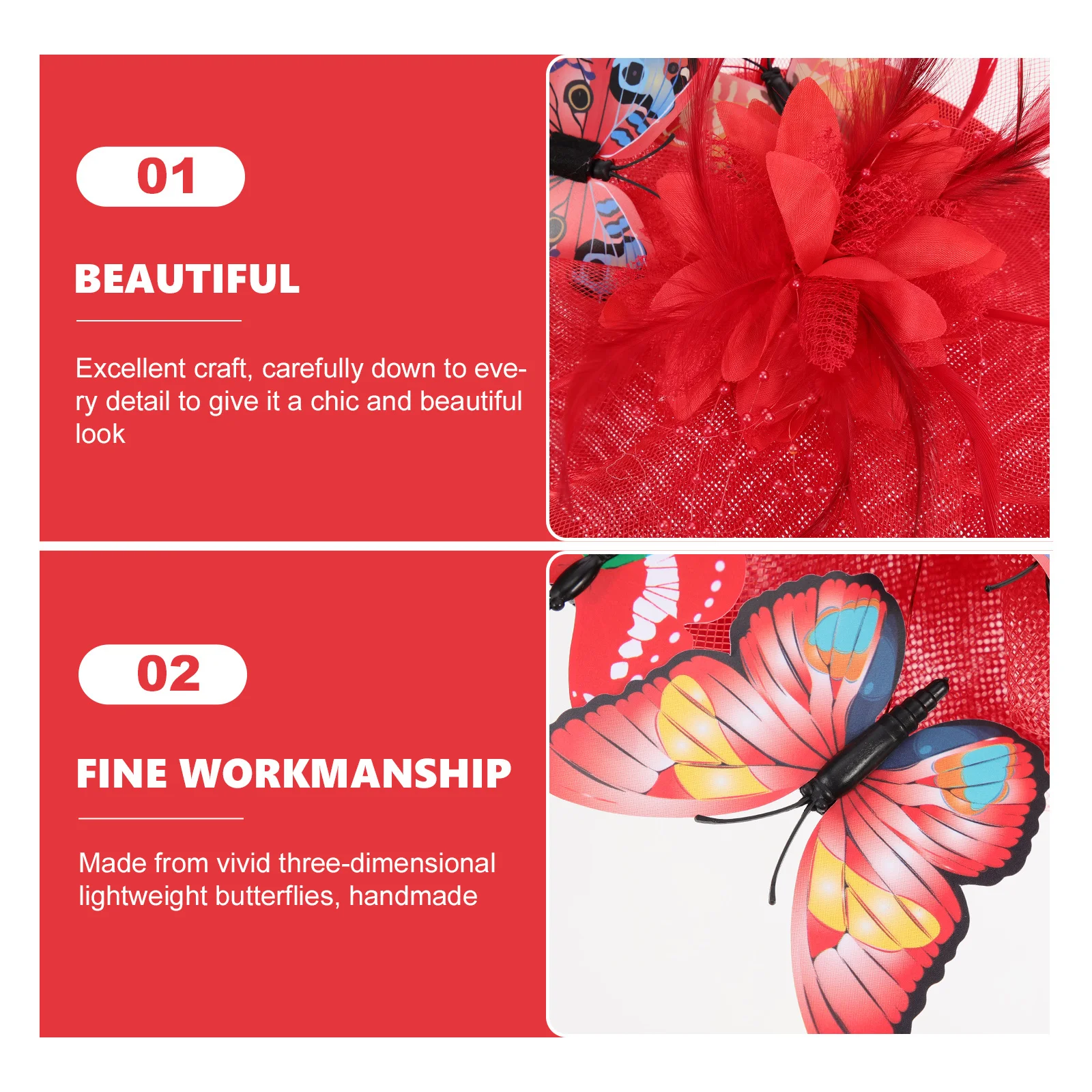 

Colorful Butterflies Fascinator Hat for Women Wedding Tea Party Cocktail Fashionable Adjustable Butterfly Headband Headdress