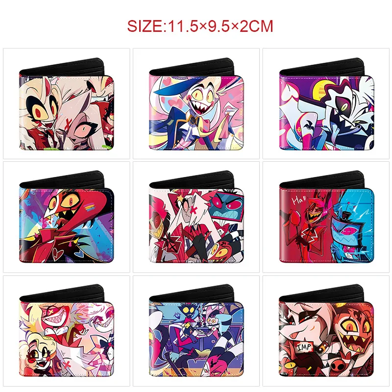 Anime Hazbin Hotel Charlie Morningstar Vaggie Angel Dust Figure Anime Cartoon Print Fashion Short Wallet Pu Change Card Bag Gift