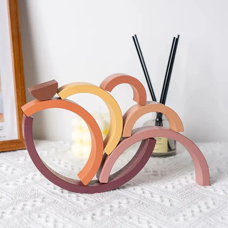 

Hot Arch Bridge Rainbow Building Blocks Kids Wood Stacker Baby Toy Color Cognitive Children Montessori Educational Wooden Toys