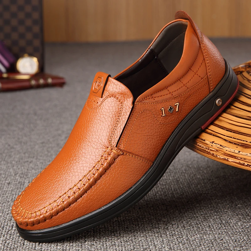 

Мужские кожаные туфли-лоферы из натуральной воловьей кожи, мягкие и удобные, повседневная обувь - 8826