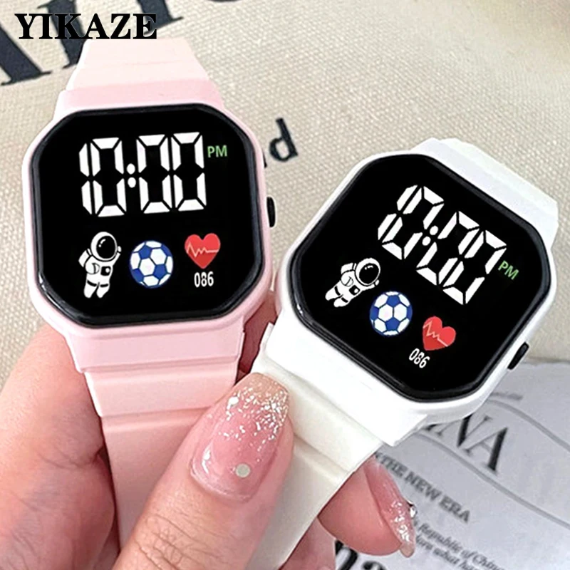 2 Pcs Kids Watch Students Sports LED Digital Watches Spaceman Silicone Strap Electronic Wristwatch for Children Boys Girls Gift