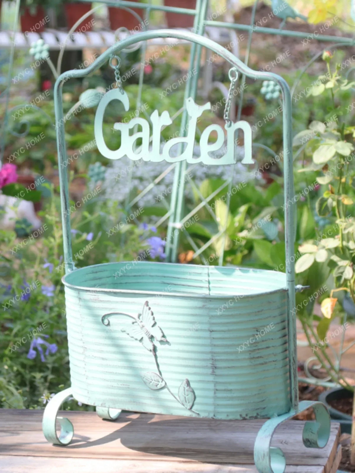 الإبداعية الرجعية شرفة فناء الحديد المطاوع رف أحواض زهور ديكور غرفة المعيشة في الهواء الطلق ، حديقة الفراشة الديكور #1