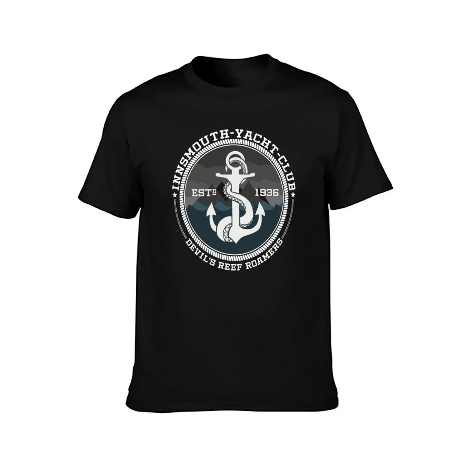 Innsmouth-Yacht-Club T-Shirt, Summer Casual Cotton Tee, Oversized Streetwear Tops, Vintage Graphic Print, Loose Fit Short Sleeve