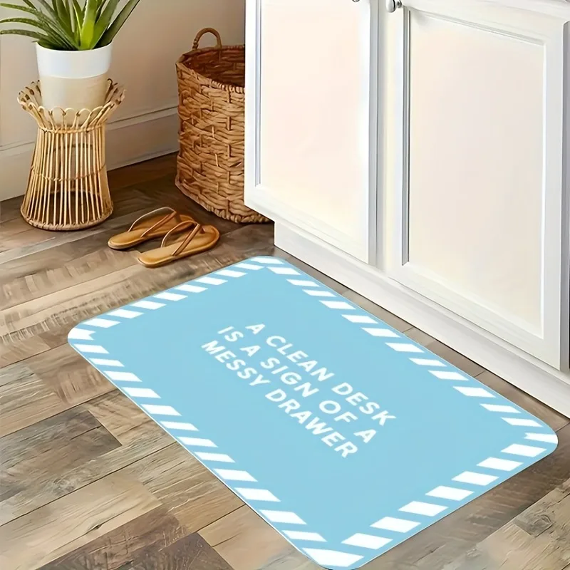 

1PC A CLEAN DESK Pattern Kitchen Rug Non-Slip Door Mat Pop design Bathroom Rug Bath Mat Carpet for Home Sink Laundry Decoreeree