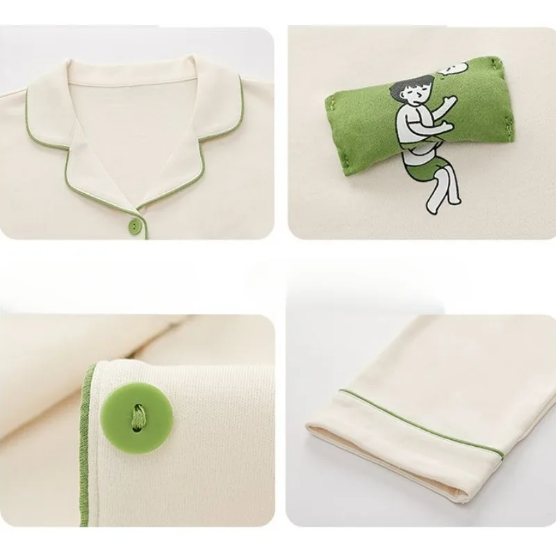 2024 New Spring Autumn Pajamas Pure Cotton Long Sleeve Simple Large Size Ladies Home Leisure Suit Women Fashion Sleepwear Set