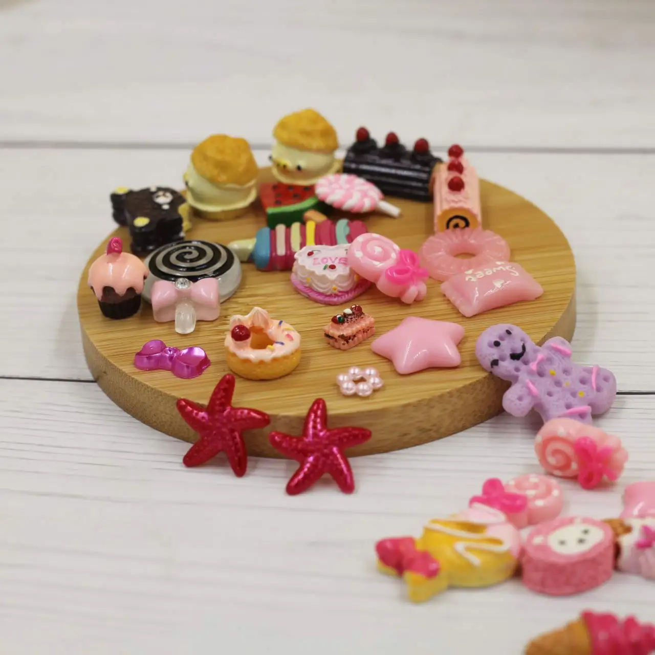 200PCS Mix Multi-shape Cake Candy Ice Cream Flatback Resin Cameos DIY Handicrafts Decoration Headwear Jewelry Accessories