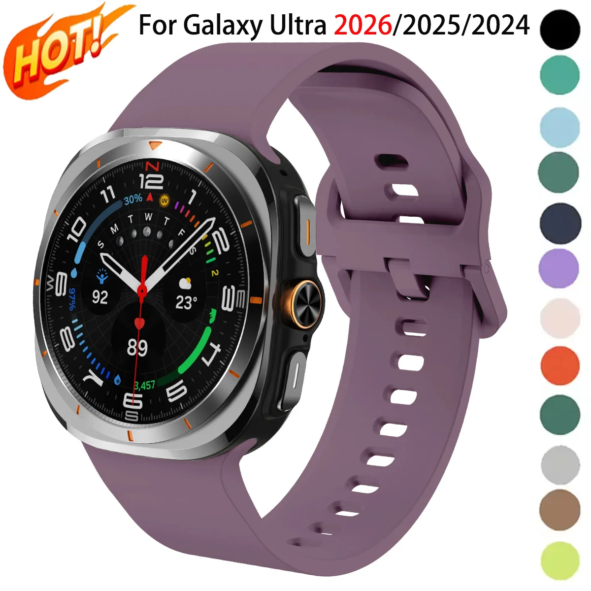 Original Silicone Band For Samsung Galaxy Watch Ultra 2026/2025/2024 47mm Accessories Sport Bracelet Galaxy Ultra 2 47mm
